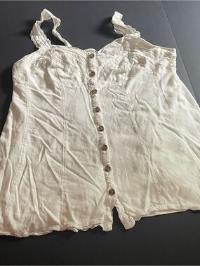 torrid Cream Lace-Trim Button-Front Camisole